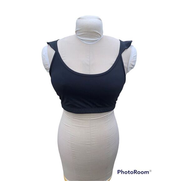 Joy Lab Women’s Sports Bra Racer Back Ruffle Strap Sz. L Black Athletic - Picture 4 of 10